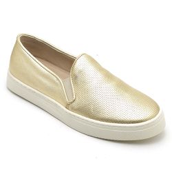 Tênis Feminino Slip On Couro Legítimo Ouro - KRN SHOES | Calçados Casuais