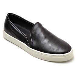 Tênis Feminino Slip On Couro Legítimo Preto - KRN SHOES | Calçados Casuais