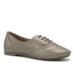 Sapato Oxford Feminino Couro Legítimo Confort Prata Velho - KRN SHOES | Calçados Casuais