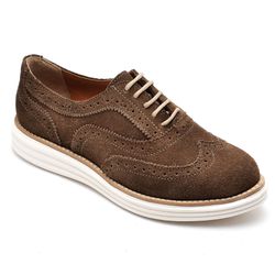 Sapato Oxford Feminino Couro Legítimo Camurça Rato - KRN SHOES | Calçados Casuais