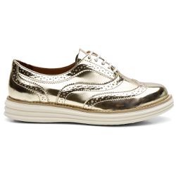 Sapato Oxford Feminino Sintético Specchio Ouro Light - KRN SHOES | Calçados Casuais