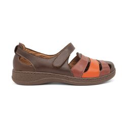 Sandália Feminina Conforto Couro Café - KRN SHOES | Calçados Casuais