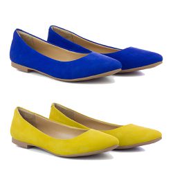 Kit Sapatilha Feminina Couro Legítimo Amarelo e Azul Bic - KRN SHOES | Calçados Casuais