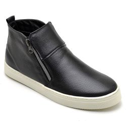 Tênis Casual Feminino Cano Alto Couro Legitimo World Preto - KRN SHOES | Calçados Casuais