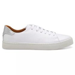 Tênis Feminino Casual Couro Legítimo Branco Prata - KRN SHOES | Calçados Casuais