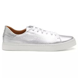 Tênis Feminino Casual Couro Legítimo Prata - KRN SHOES | Calçados Casuais