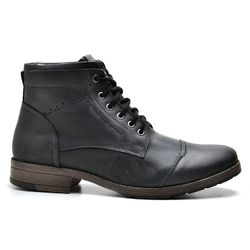 Coturno Masculino Casual Suflair em Couro Legitimo Fossil Preto - KRN SHOES | Calçados Casuais