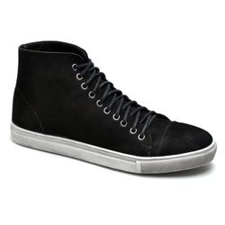  Tênis Casual Masculino Cano Alto em Couro Legitimo Preto - KRN SHOES | Calçados Casuais