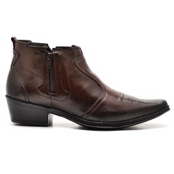 Bota Masculina Texas Cowboy Em Couro Legítimo Café - KRN SHOES | Calçados Casuais