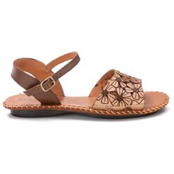 Sandália Feminina Rasteira Couro Legítimo Café - KRN SHOES | Calçados Casuais