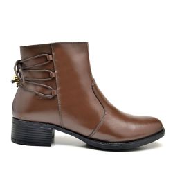 Bota Feminina Pixxie Cano Curto Couro Legítimo Café - KRN SHOES | Calçados Casuais