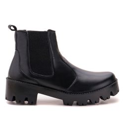 Botina Feminina Tratorada Couro Legítimo Preto - KRN SHOES | Calçados Casuais