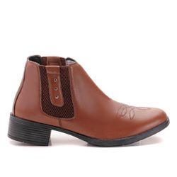 Bota Feminina Cano Curto Couro Legítimo Café - KRN SHOES | Calçados Casuais