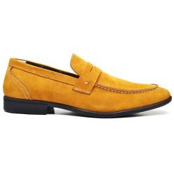 Sapato Mocassim Masculino Couro Nobuck Mostarda - KRN SHOES | Calçados Casuais