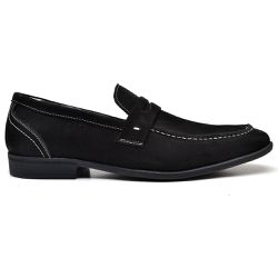 Sapato Mocassim Masculino Couro Nobuck Preto - KRN SHOES | Calçados Casuais