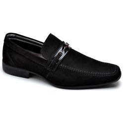 Sapato Masculino Casual Couro Legítimo Nobuck Preto - KRN SHOES | Calçados Casuais