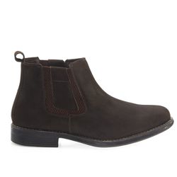 Bota Masculina Chelsea Couro Legítimo Nobuck Café - KRN SHOES | Calçados Casuais