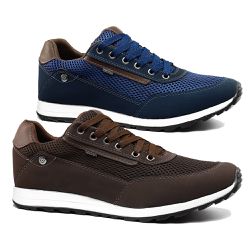 Kit 2 Sapatênis Casual Masculino Sintético Café e Marinho - KRN SHOES | Calçados Casuais