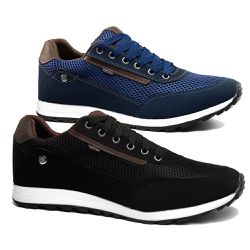 Kit 2 Sapatênis Casual Masculino Sintético Marinho e Preto - KRN SHOES | Calçados Casuais