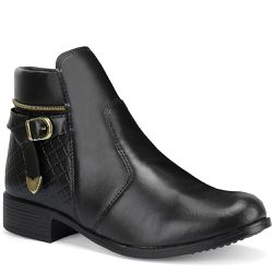 Bota Casual Feminina Cano Curto Sintético Preto - KRN SHOES | Calçados Casuais