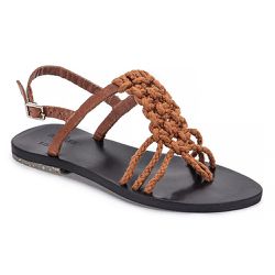 Sandália Feminina Rasteira Maranta Madeira - KRN SHOES | Calçados Casuais