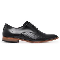 Sapato Oxford Masculino Jamal Couro Latego Estampado Preto - KRN SHOES | Calçados Casuais