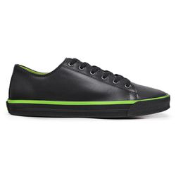 Tênis Casual Unissex Solado Borracha Couro Legítimo Preto e Verde - KRN SHOES | Calçados Casuais