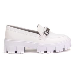 Sapato Mocassim Feminino Tratorado Sintético Branco - KRN SHOES | Calçados Casuais