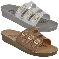 Kit 02 Sandálias Femininas Conforto 3 Fivelas Areia e Branco - KRN SHOES | Calçados Casuais