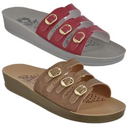 Kit 02 Sandálias Femininas Conforto 3 Fivelas Areia e Vermelho - KRN SHOES | Calçados Casuais