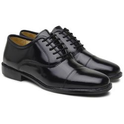 Sapato Social Militar Masculino em Couro Preto - KRN SHOES | Calçados Casuais