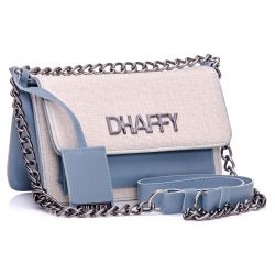 Bolsa Feminina Azul Palha Alça de corrente Dhaffy ... - DHAFFY