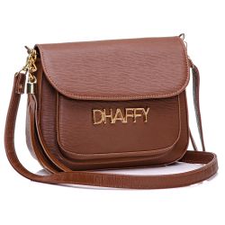 Bolsa Feminina Dhaffy Com Bolso na Frente Caramelo... - DHAFFY