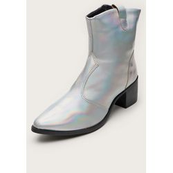 Bota Feminina Western Metalizada Lisa Prata Cano C... - DHAFFY