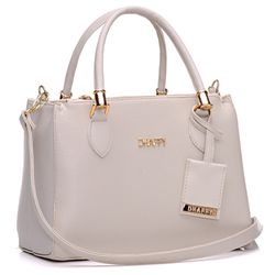 Bolsa Feminina Baú Off White , Alça de Mão e Trans... - DHAFFY