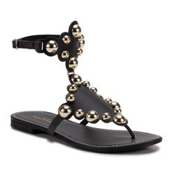 Rasteira Feminina Dhaffy Gladiadora Dourada Preto ... - DHAFFY