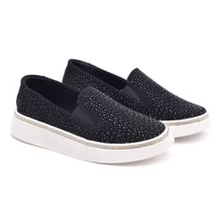 Slip On Feminino com Brilho Preto - slipbri01 - DHAFFY