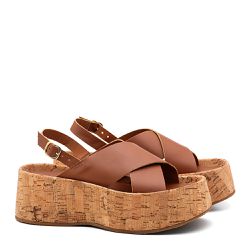 Sandália Flatform Feminina Caramelo Dhaffy - corti... - DHAFFY