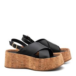 Sandália Flatform Feminina Preto Dhaffy - cortica0... - DHAFFY