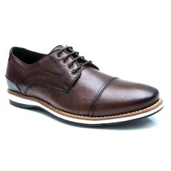 Tênis Casual Couro Ferrugem/Avela Legítimo e Linha... - Dhario Fashion 