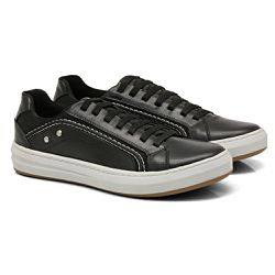 Sapatênis Couro Legítimo e Linha Sport Mix Cor Pre... - Dhario Fashion 