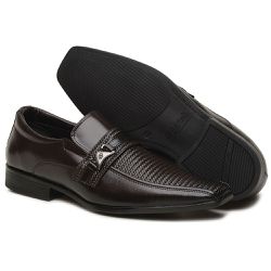 Sapato Social Argan Couro Sintético Café - Dhario Fashion 