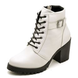 Bota Coturno Feminino DiConfort Motociclista Confort Branco - Diconfort Calçados | Calçados confortáveis e anatômicos