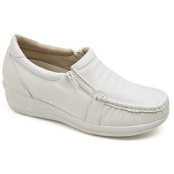 Sapato Feminino Mocassim Comfort Anatomico Enfermagem Dentista Branco - Diconfort Calçados | Calçados confortáveis e anatômicos