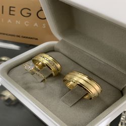  Alianças de Ouro18k Noivado e Casamento - NC0057 - DIEGO ALIANÇAS