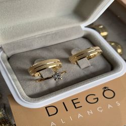 Alianças de Ouro18k Noivado e Casamento - NC00073 - DIEGO ALIANÇAS