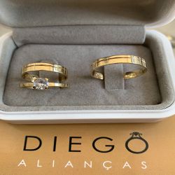 Alianças de Ouro18k Noivado e Casamento - NC00024... - DIEGO ALIANÇAS