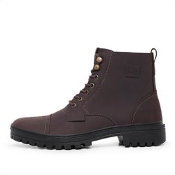 Bota Masculina Coturno Café Couro Mustang DIfranca... - DIFRANCA ATACADO