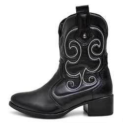 Bota Feminina Texana Western Preto Couro DIfranca ... - DIFRANCA ATACADO
