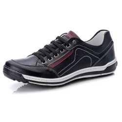Sapatênis Masculino Comfort Preto Couro DIfranca -... - DIFRANCA ATACADO
